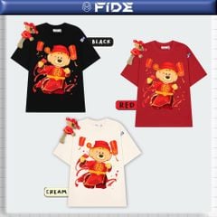 Áo thun FIDE JoyBear Thần Tài unisex form rộng nam nữ local brand cổ tròn oversize JoyBear - AT241 (Kèm Gấu)