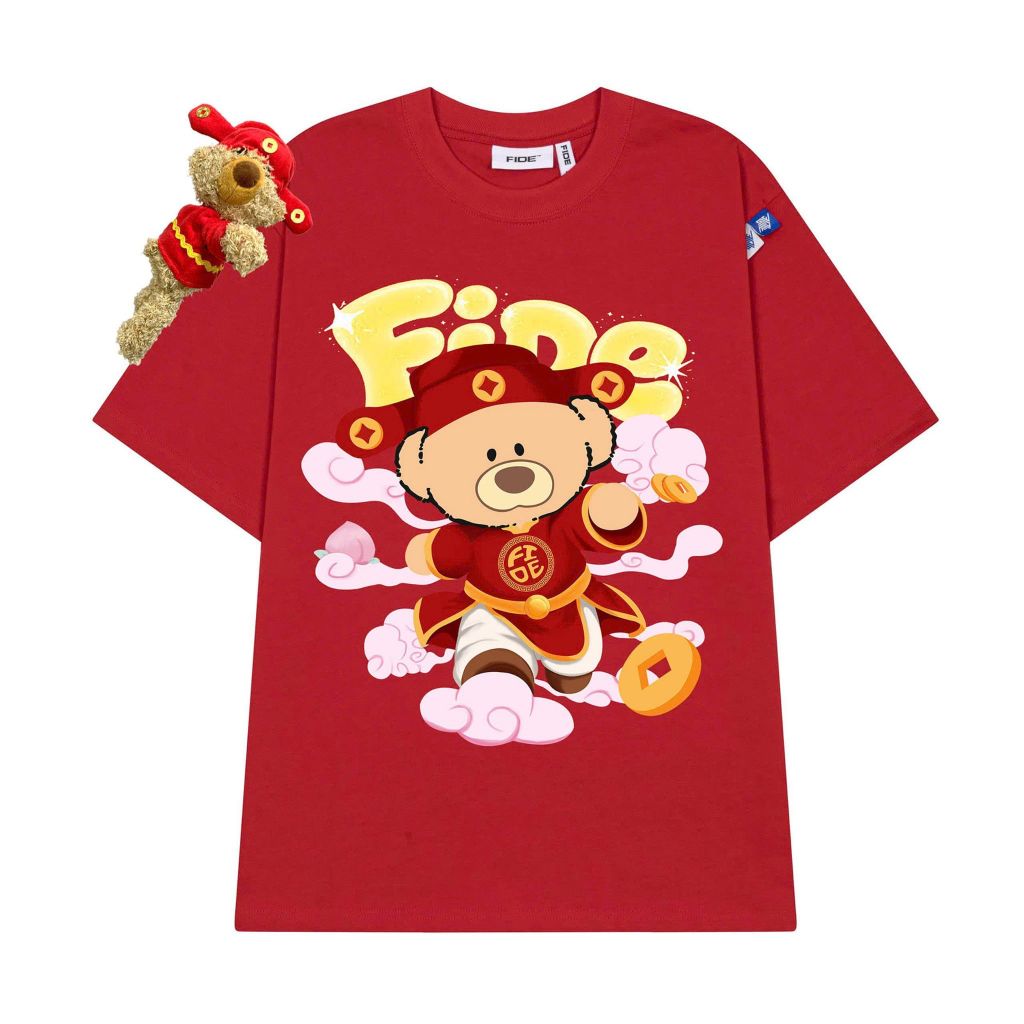 Áo thun FIDE JoyBear Thần Tài unisex form rộng nam nữ local brand cổ tròn oversize JoyBear - AT242 (Kèm Gấu)