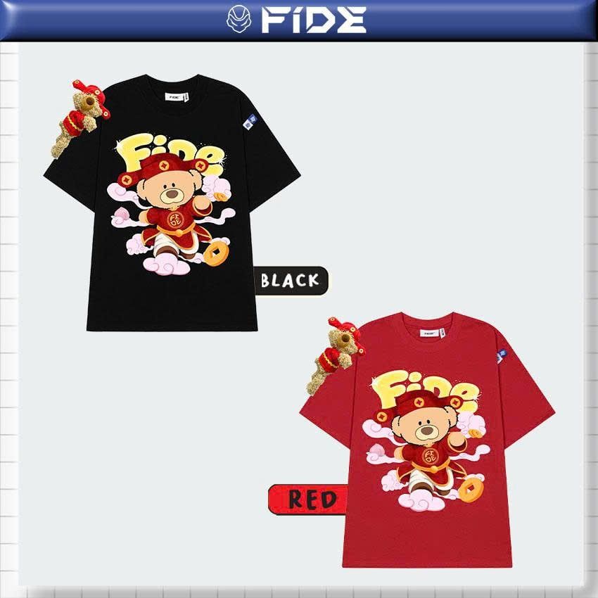 Áo thun FIDE JoyBear Thần Tài unisex form rộng nam nữ local brand cổ tròn oversize JoyBear - AT242 (Kèm Gấu)