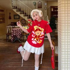 Áo thun FIDE JoyBear Thần Tài unisex form rộng nam nữ local brand cổ tròn oversize JoyBear - AT242 (Kèm Gấu)