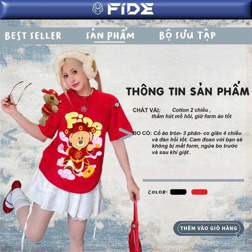 Áo thun FIDE JoyBear Thần Tài unisex form rộng nam nữ local brand cổ tròn oversize JoyBear - AT242 (Kèm Gấu)