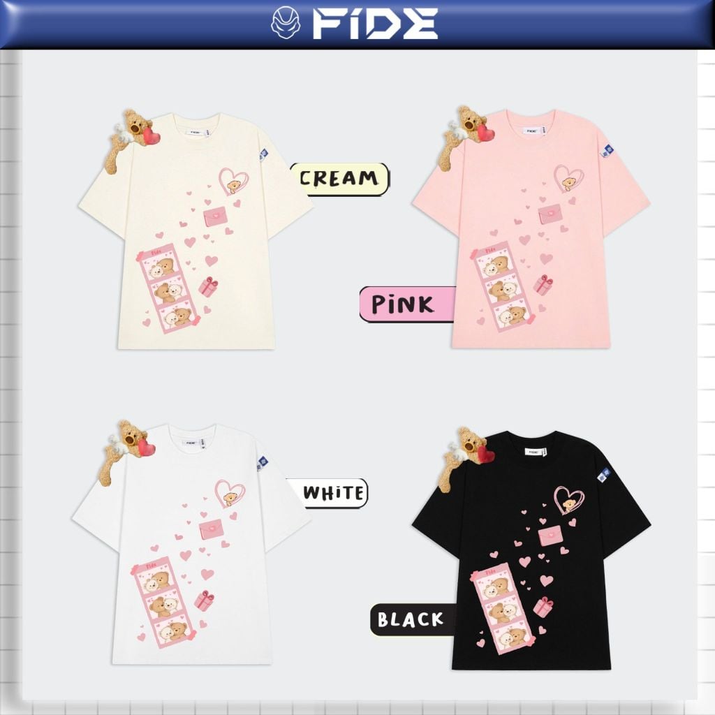 Áo thun FIDE JoyBear unisex form rộng local brand cổ tròn oversize - AT244 (Tặng gấu)