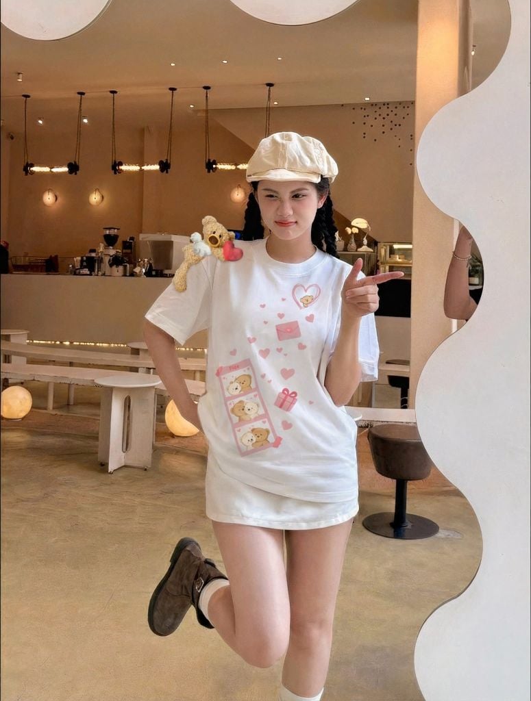 Áo thun FIDE JoyBear unisex form rộng local brand cổ tròn oversize - AT244 (Tặng gấu)