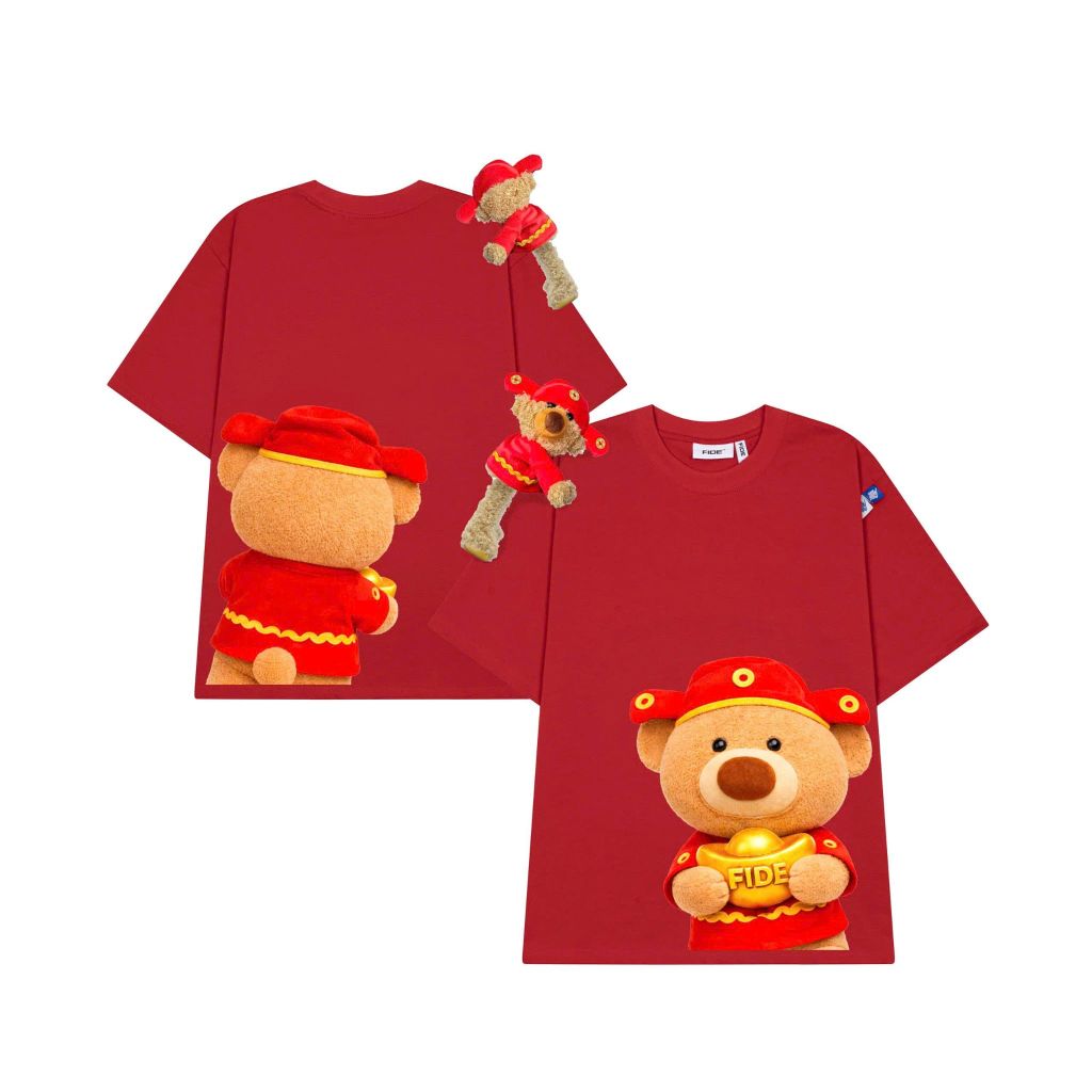 Áo thun FIDE JoyBear Thần Tài unisex form rộng nam nữ local brand cổ tròn oversize JoyBear - AT243 (Kèm Gấu)