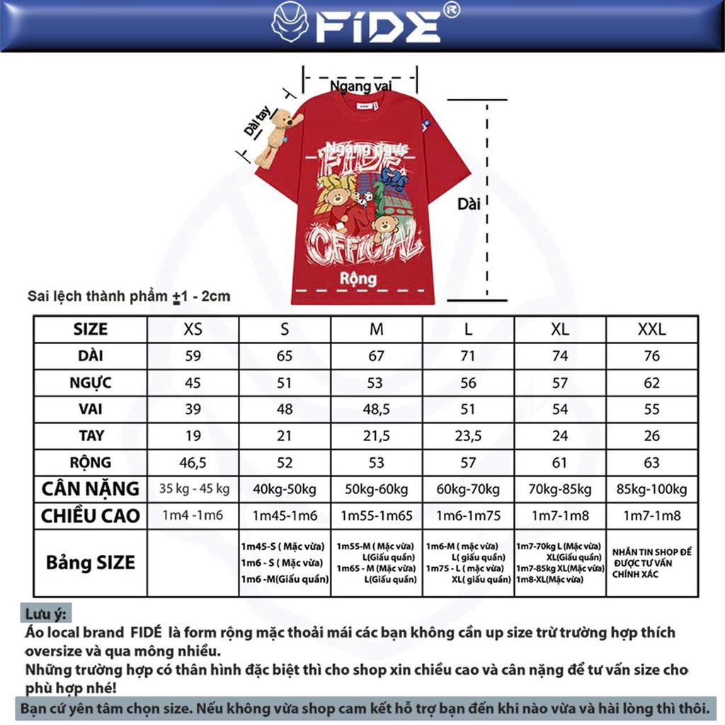 Áo thun FIDE JoyBear unisex form rộng nam nữ local brand cổ tròn oversize JoyBear - AT245 (Kèm Gấu)