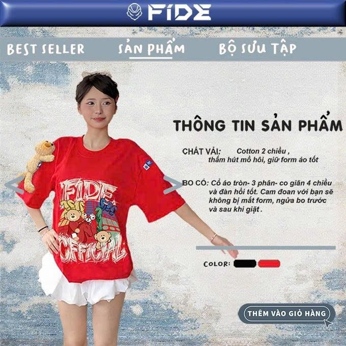 Áo thun FIDE JoyBear unisex form rộng nam nữ local brand cổ tròn oversize JoyBear - AT245 (Kèm Gấu)