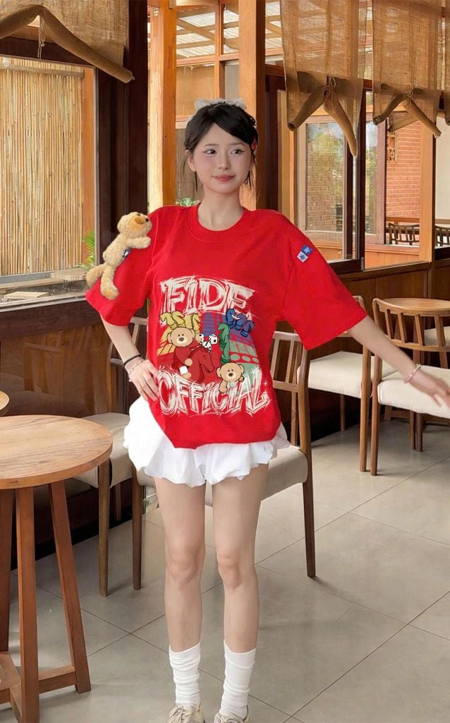 Áo thun FIDE JoyBear unisex form rộng nam nữ local brand cổ tròn oversize JoyBear - AT245 (Kèm Gấu)