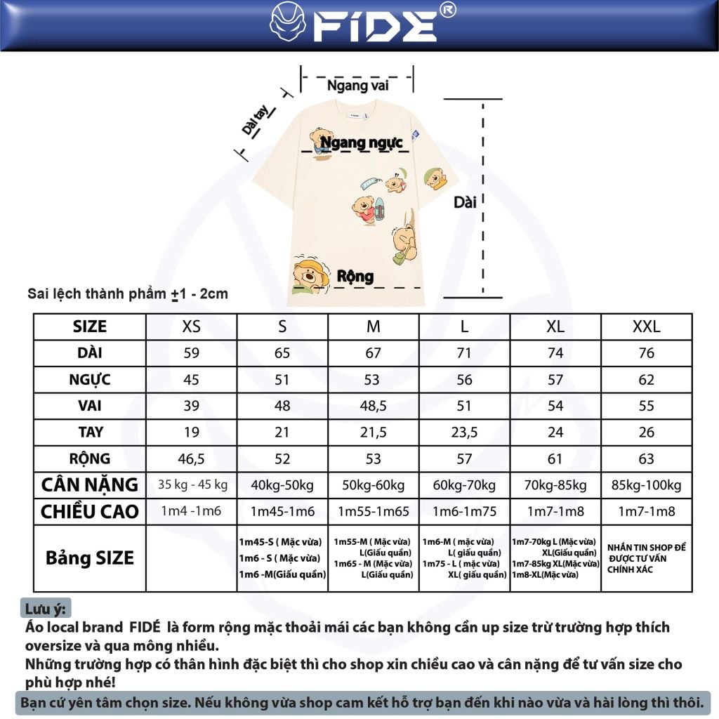 Áo thun FIDE Teddy unisex form rộng nam nữ local brand cổ tròn oversize- AT253