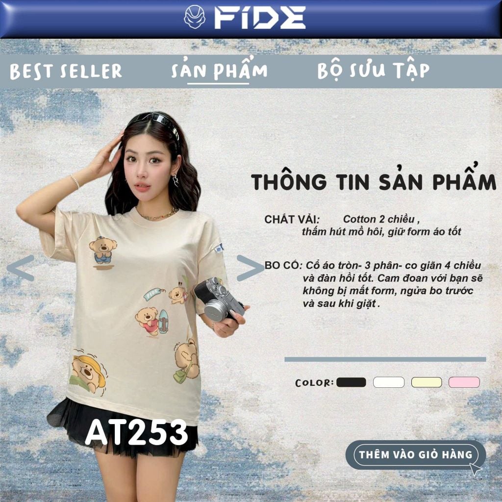 Áo thun FIDE Teddy unisex form rộng nam nữ local brand cổ tròn oversize- AT253