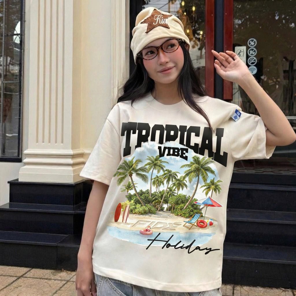 Áo thun FIDE Tropical unisex form rộng nam nữ local brand cổ tròn oversize- AT255