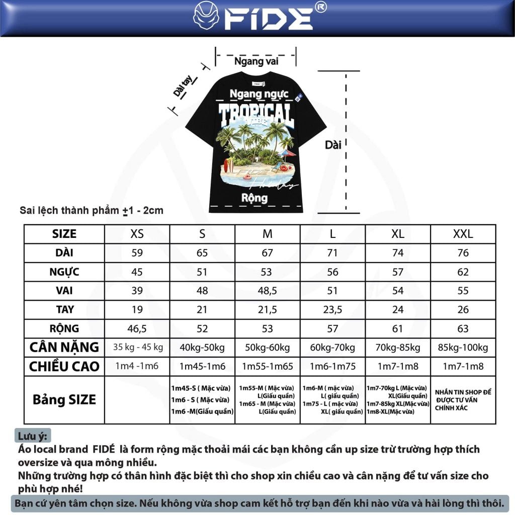 Áo thun FIDE Tropical unisex form rộng nam nữ local brand cổ tròn oversize- AT255