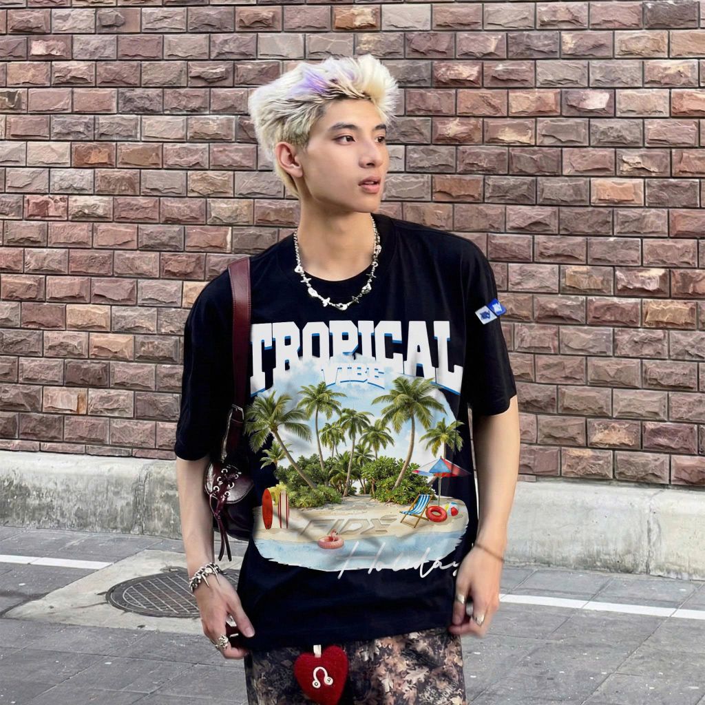 Áo thun FIDE Tropical unisex form rộng nam nữ local brand cổ tròn oversize- AT255