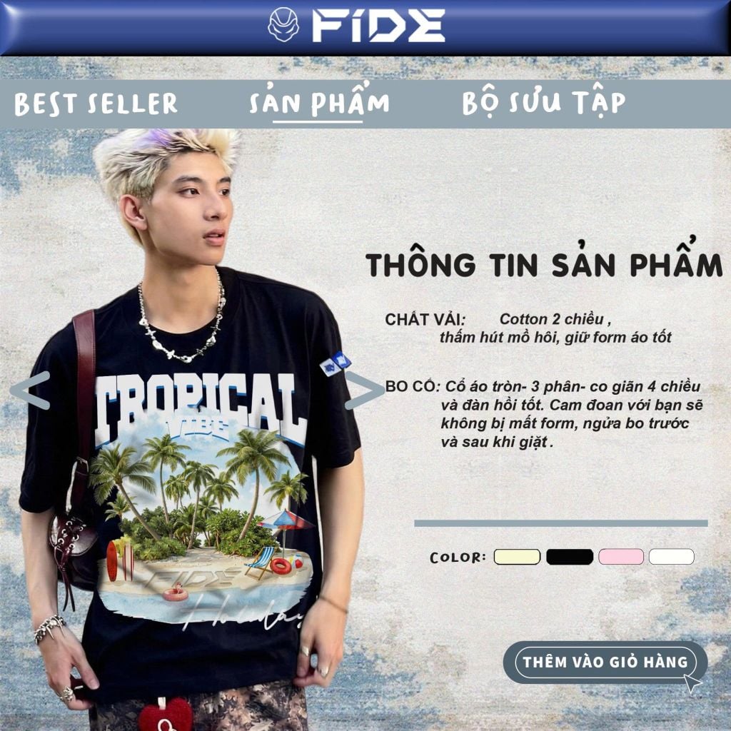 Áo thun FIDE Tropical unisex form rộng nam nữ local brand cổ tròn oversize- AT255