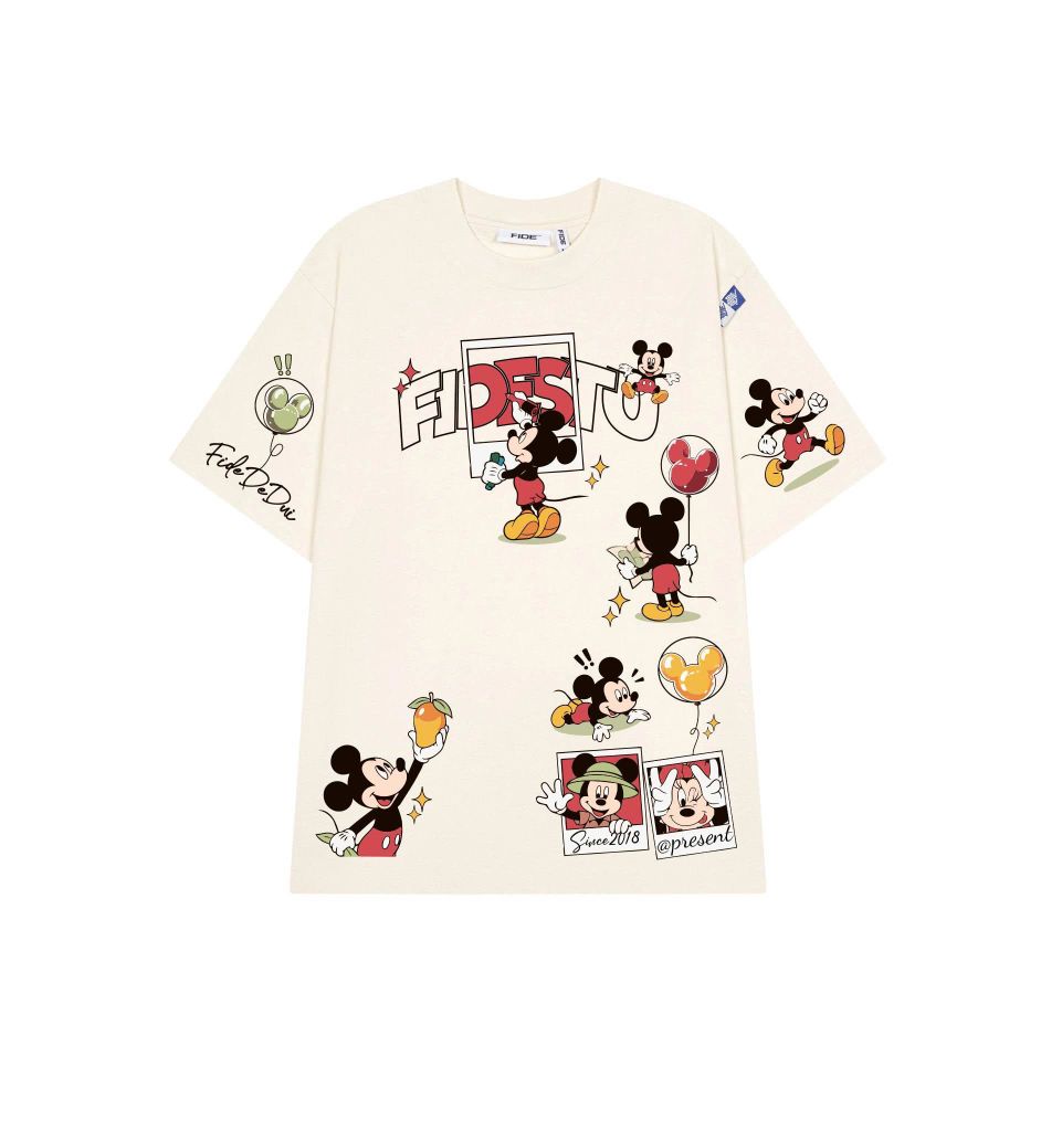 Áo thun FIDE Mickey phông unisex form rộng local brand nam nữ cổ tròn oversize - AT294