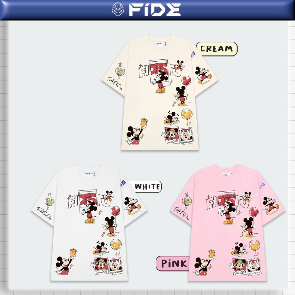 Áo thun FIDE Mickey phông unisex form rộng local brand nam nữ cổ tròn oversize - AT294