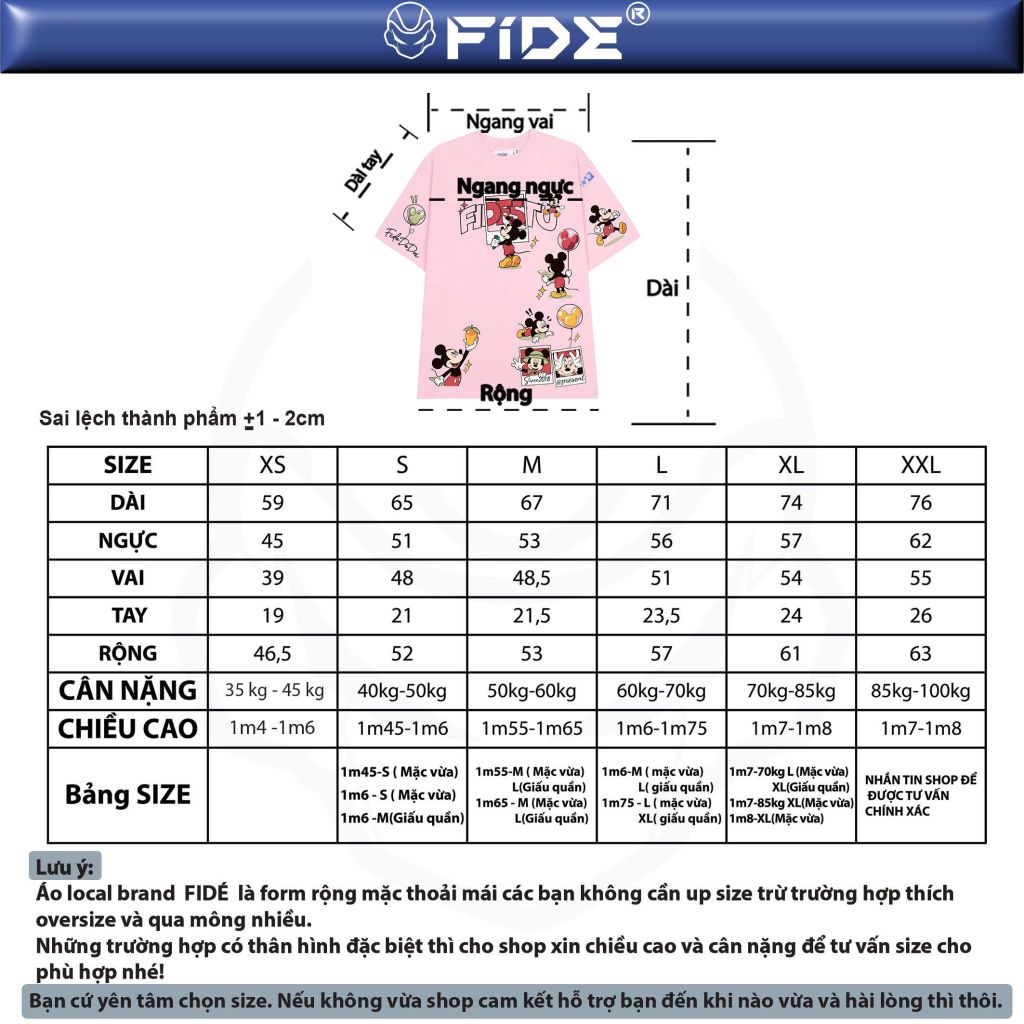 Áo thun FIDE Mickey phông unisex form rộng local brand nam nữ cổ tròn oversize - AT294