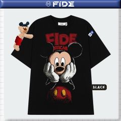 Áo thun FIDE Mickey phông unisex form rộng local brand nam nữ cổ tròn oversize - AT296 (Kèm gấu)