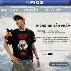 Áo thun FIDE Mickey phông unisex form rộng local brand nam nữ cổ tròn oversize - AT296 (Kèm gấu)