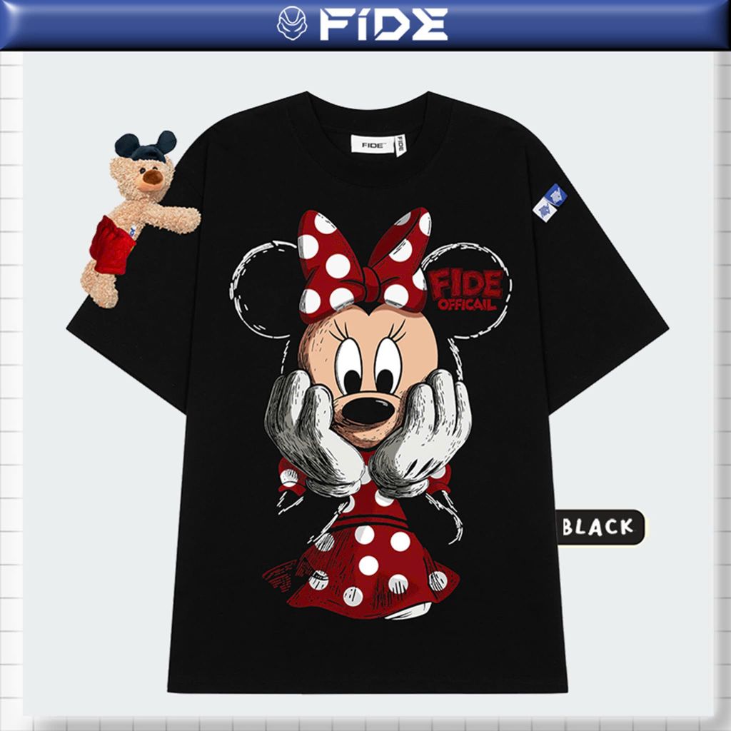 Áo thun FIDE Mickey phông unisex form rộng local brand nam nữ cổ tròn oversize - AT295 (Kèm gấu)