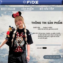 Áo thun FIDE Mickey phông unisex form rộng local brand nam nữ cổ tròn oversize - AT295 (Kèm gấu)