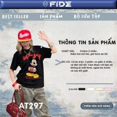 Áo thun FIDE Mickey phông unisex form rộng local brand nam nữ cổ tròn oversize - AT297