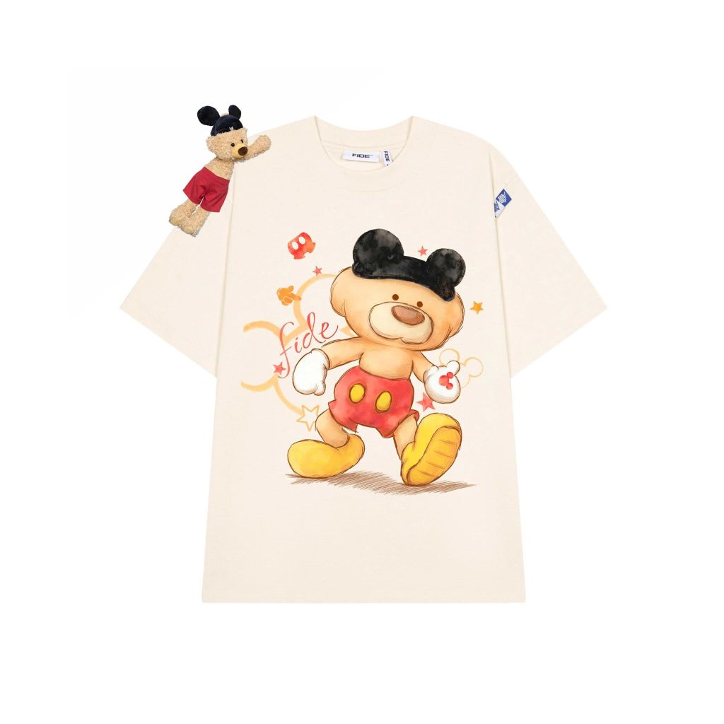 Áo thun FIDE Mickey phông unisex form rộng local brand nam nữ cổ tròn oversize - AT298 (Kèm gấu)