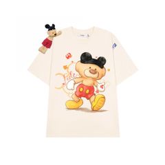 Áo thun FIDE Mickey phông unisex form rộng local brand nam nữ cổ tròn oversize - AT298 (Kèm gấu)
