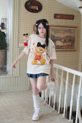 Áo thun FIDE Mickey phông unisex form rộng local brand nam nữ cổ tròn oversize - AT298 (Kèm gấu)