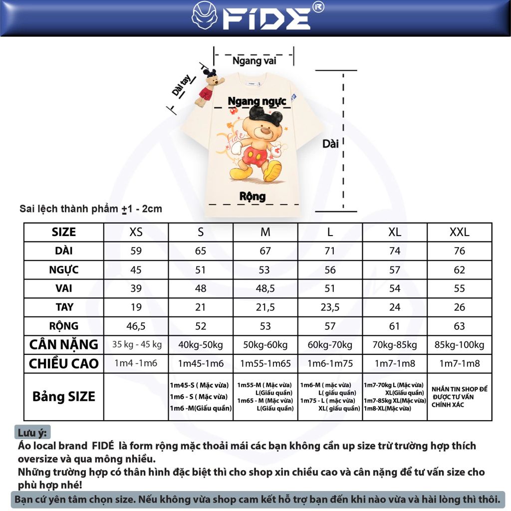 Áo thun FIDE Mickey phông unisex form rộng local brand nam nữ cổ tròn oversize - AT298 (Kèm gấu)
