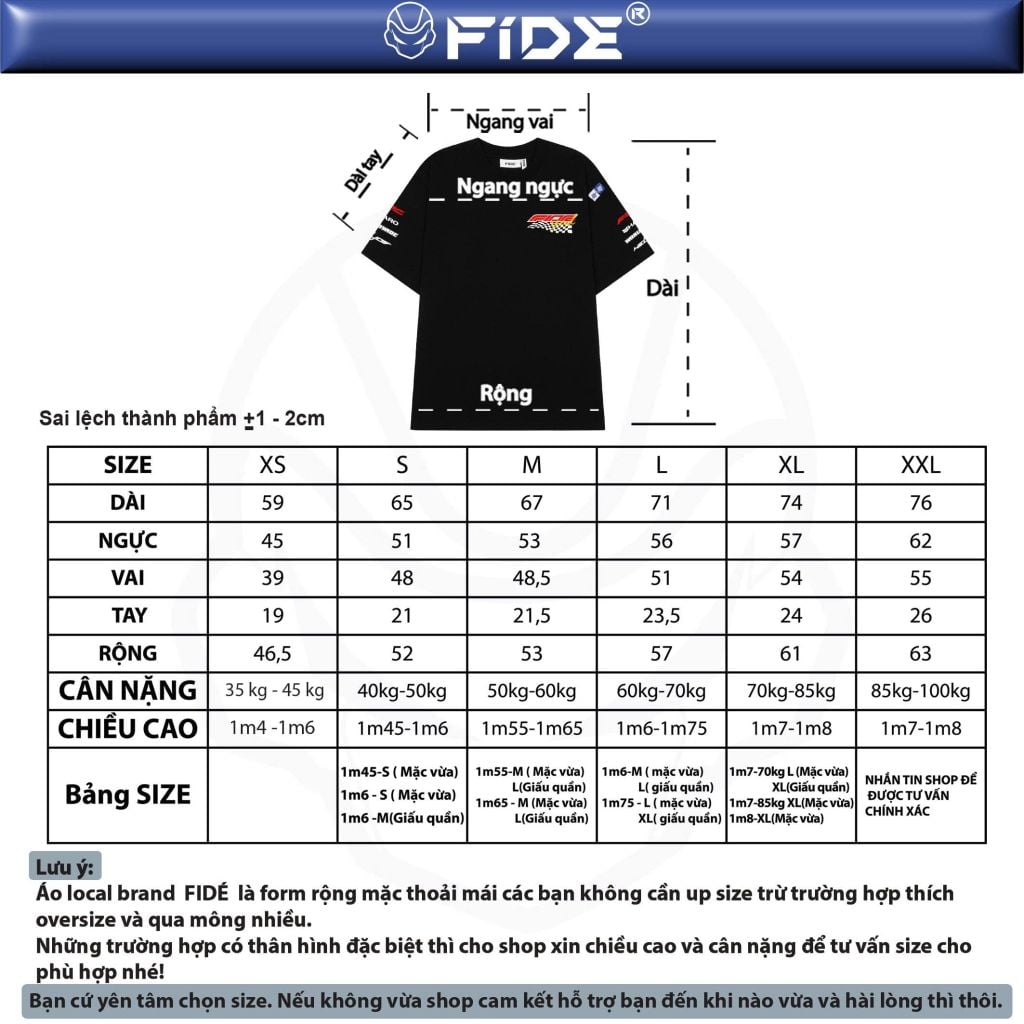 Áo thun FIDE Racing Streetwear unisex form rộng local brand nam nữ cổ tròn oversize - AT299