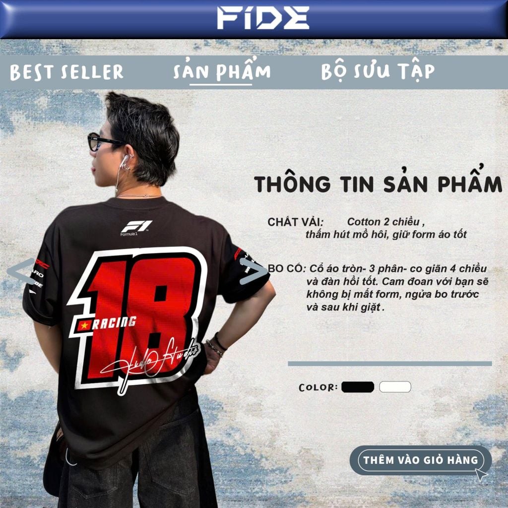 Áo thun FIDE Racing Streetwear unisex form rộng local brand nam nữ cổ tròn oversize - AT299