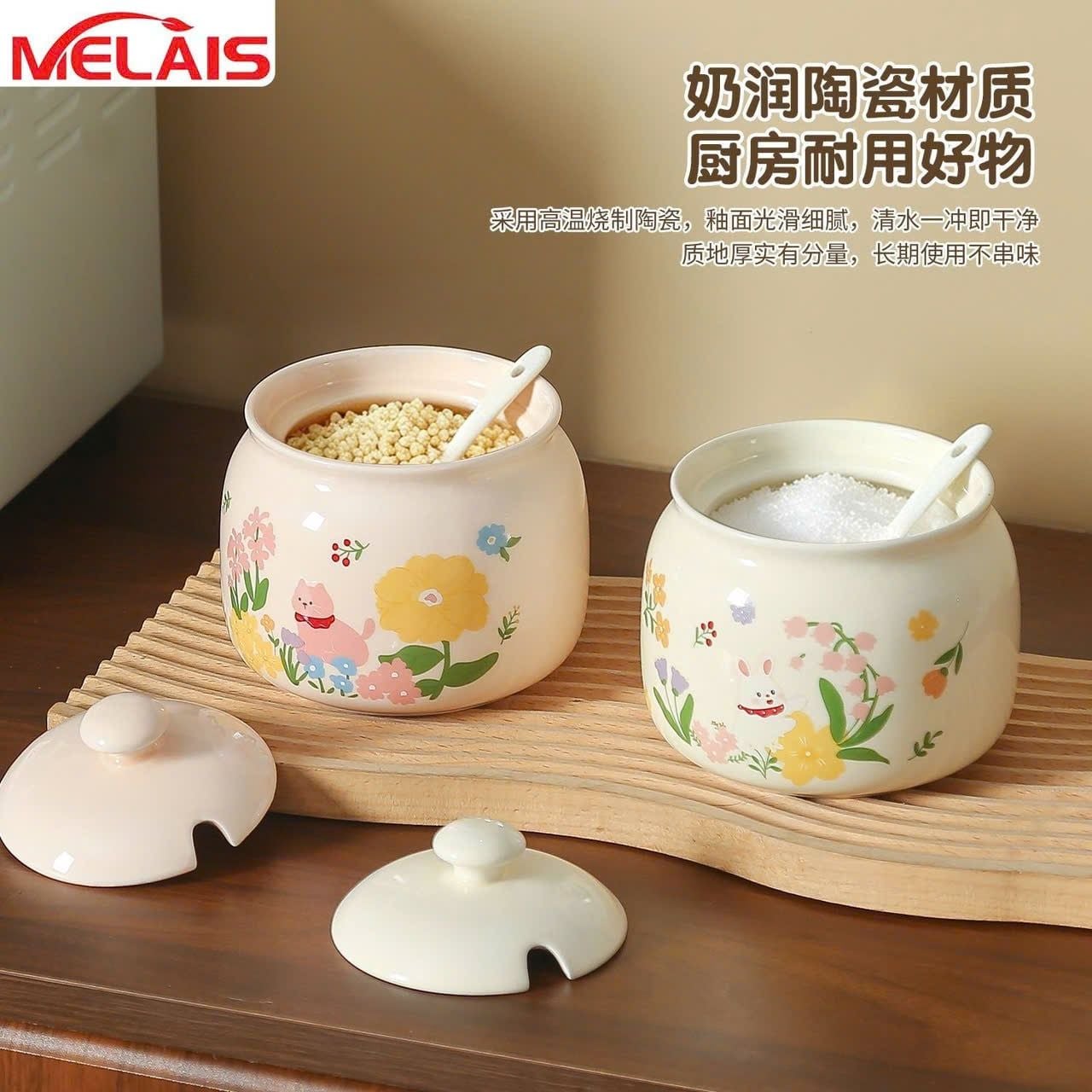  Hủ Sứ Hoa Văn Đựng Gia Vị 