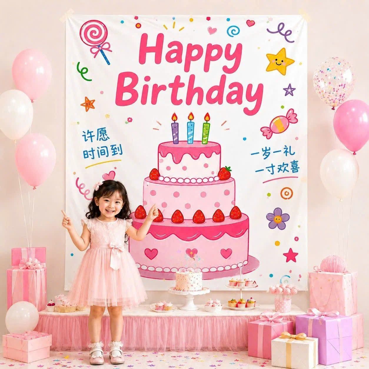  Tấm Vải Trang Trí Happy Birthday 