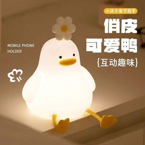  Đèn Ngủ Silicon Hình Con Vịt Đội Hoa 
