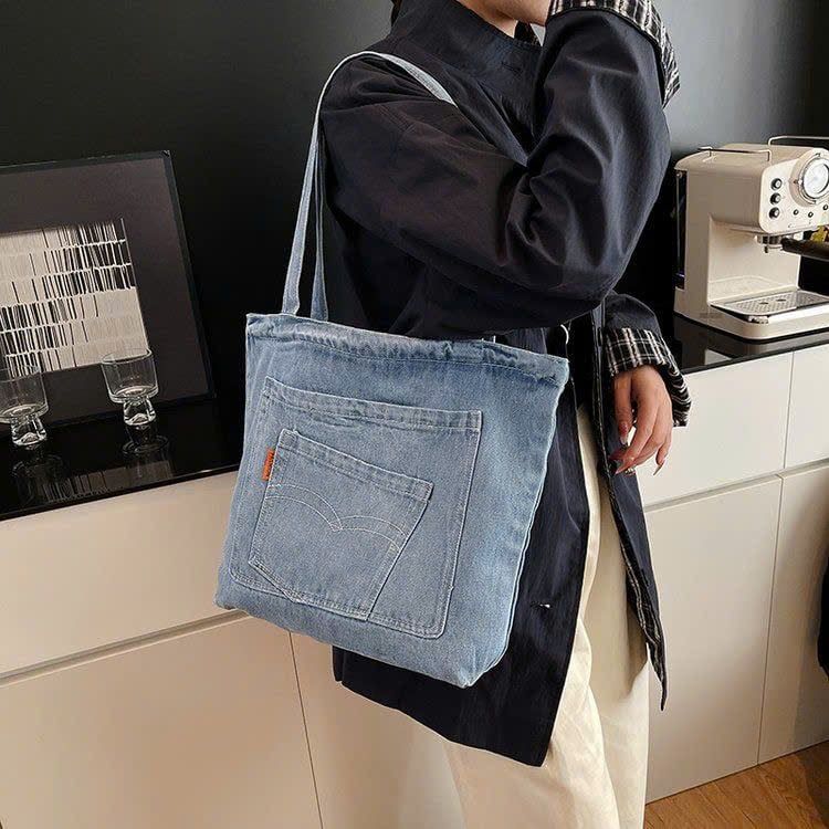  Chiếc Túi Tote Denim Vải Jeans  Form Đứng 