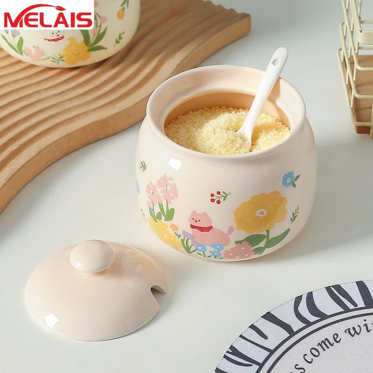  Hủ Sứ Hoa Văn Đựng Gia Vị 
