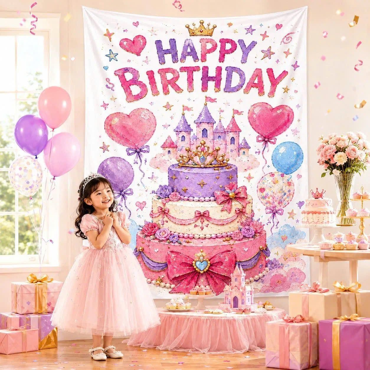  Tấm Vải Trang Trí Happy Birthday 