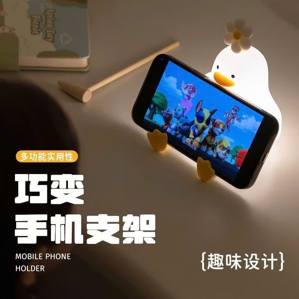  Đèn Ngủ Silicon Hình Con Vịt Đội Hoa 
