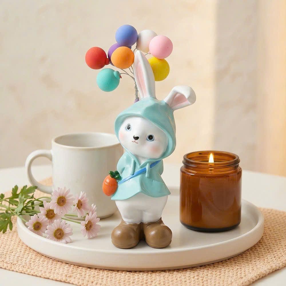  Tượng Chú Thỏ Dễ Thương Cầm Bóng Bay 