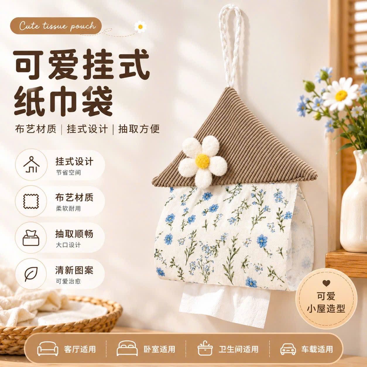  Túi Vải Đựng Khăn Treo Tường 