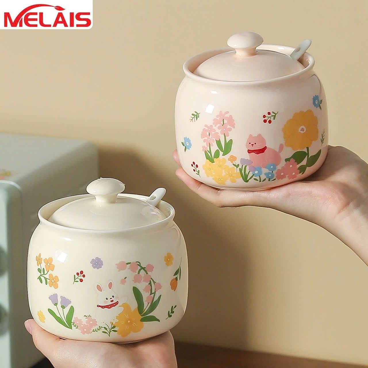  Hủ Sứ Hoa Văn Đựng Gia Vị 