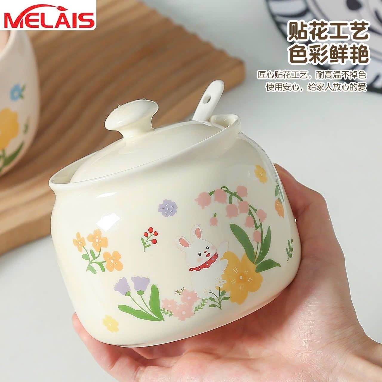  Hủ Sứ Hoa Văn Đựng Gia Vị 