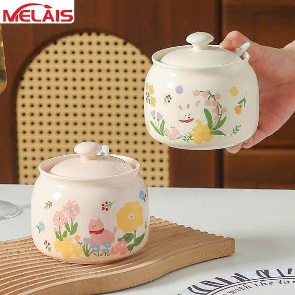  Hủ Sứ Hoa Văn Đựng Gia Vị 