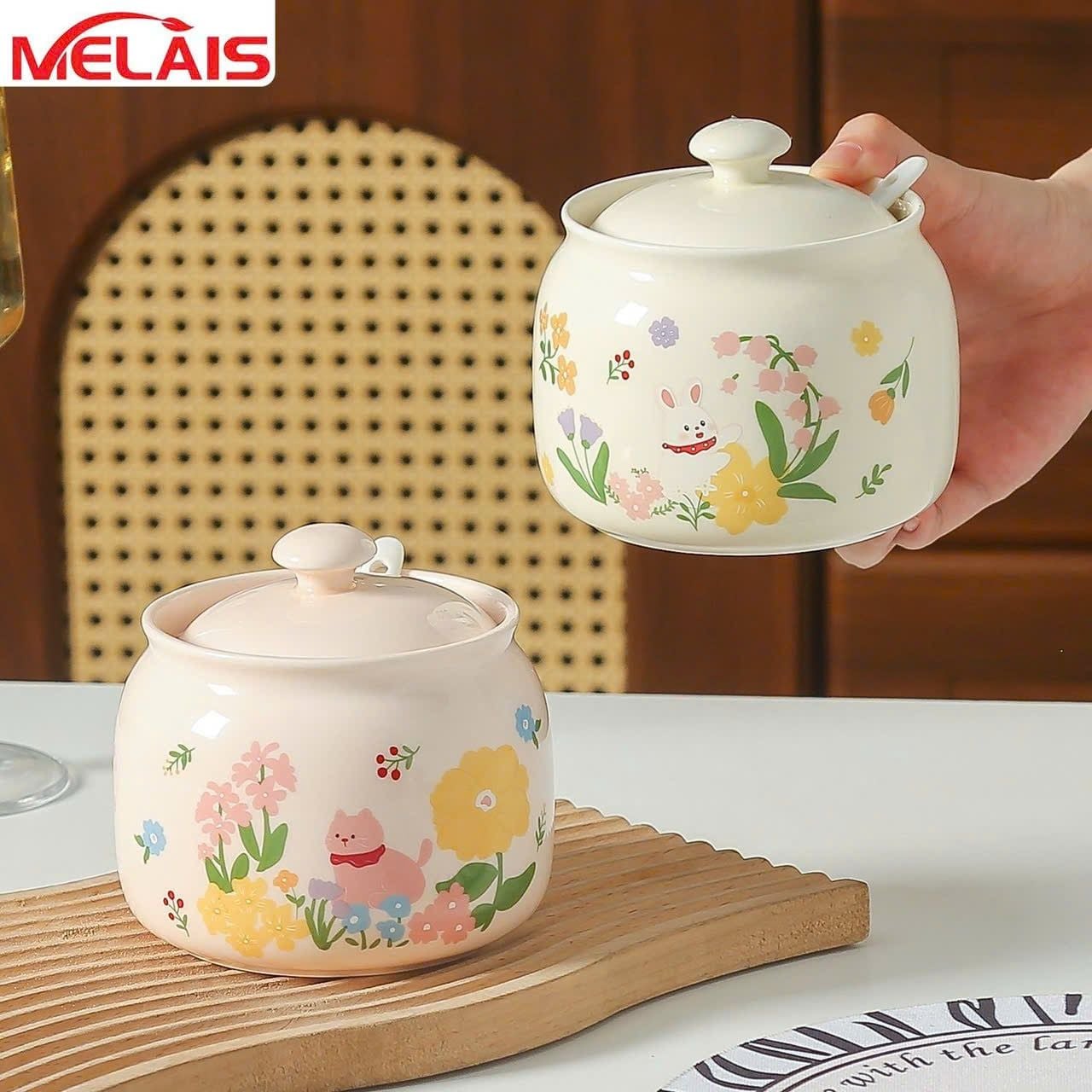  Hủ Sứ Hoa Văn Đựng Gia Vị 