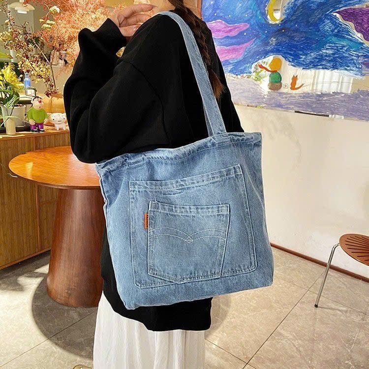  Chiếc Túi Tote Denim Vải Jeans  Form Đứng 