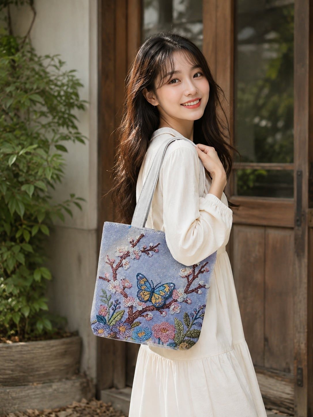  Túi Tote Canvas Với Họa Tiết Thêu Nổi 