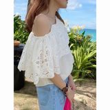  Áo Sơ Mi Trắng Lệch Vai 