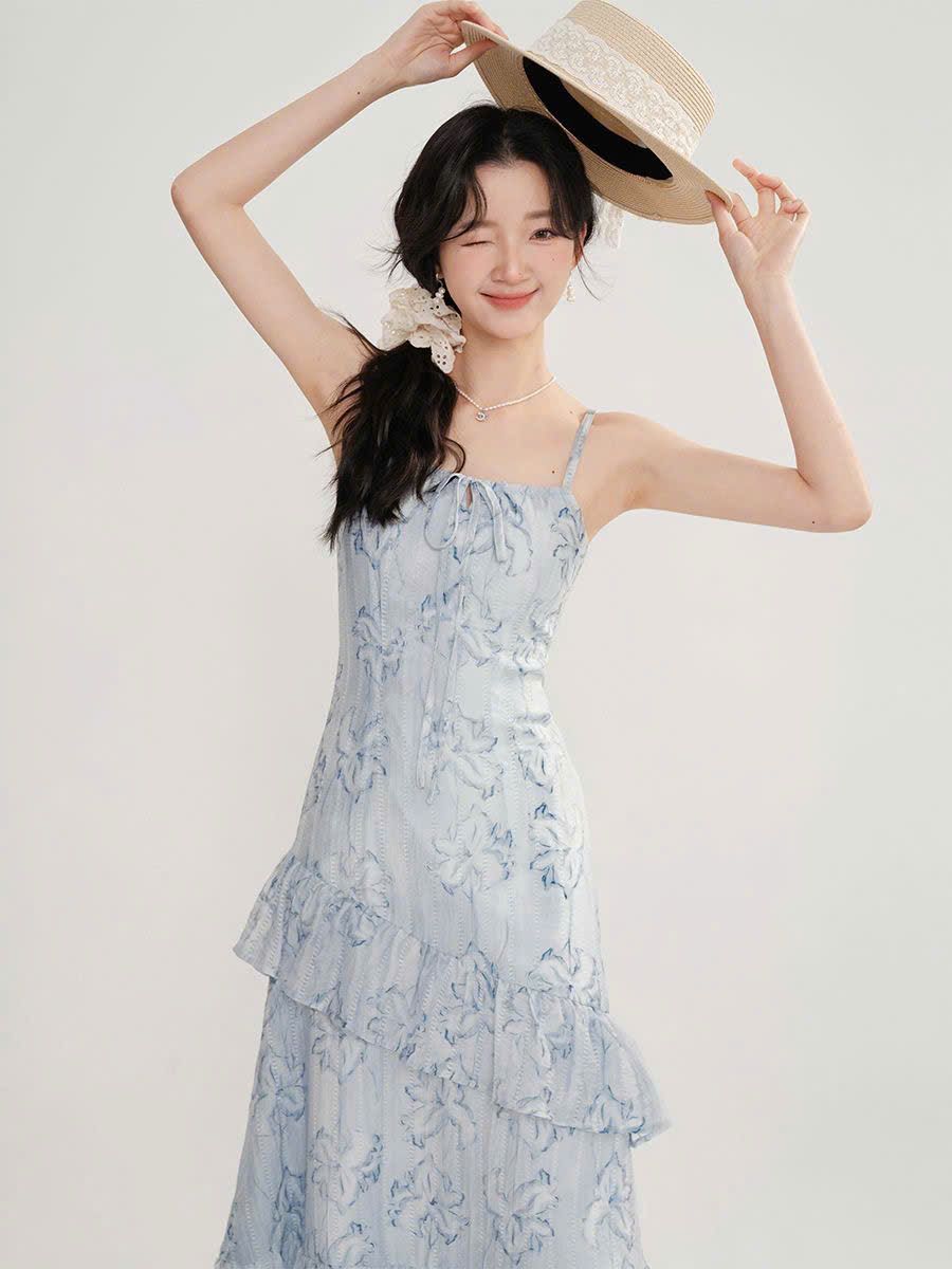  Đầm Hoa Hai Dây Cách Điệu Thời Trang Nữ 