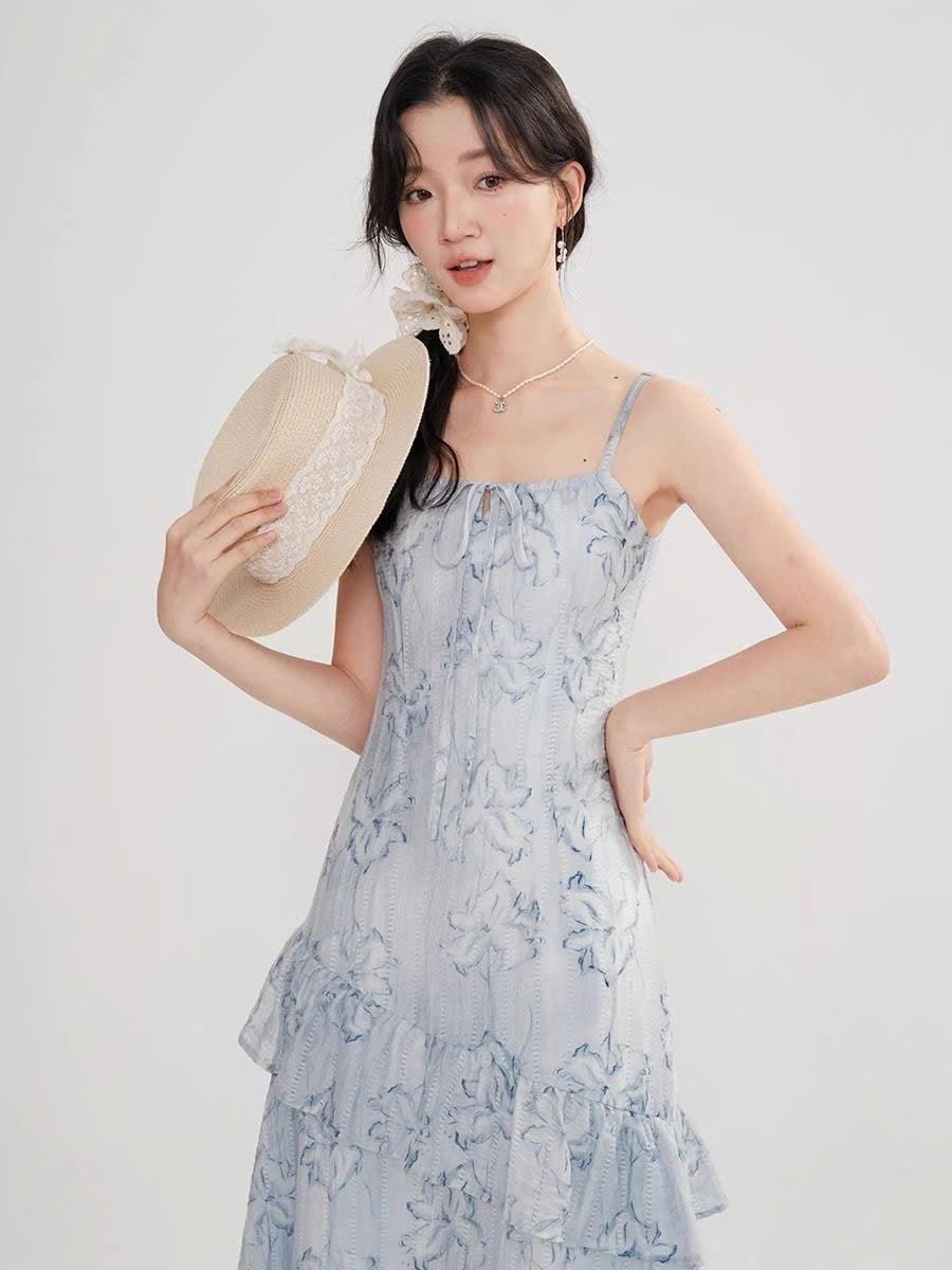  Đầm Hoa Hai Dây Cách Điệu Thời Trang Nữ 