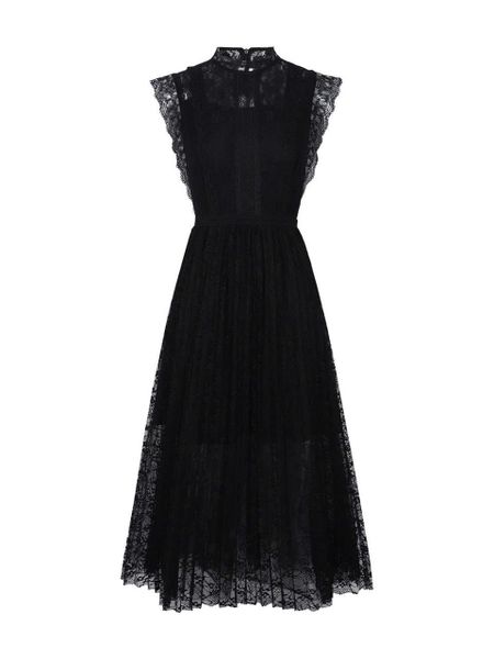  Đầm Ren Cotton Dáng Xòe Màu Đen 